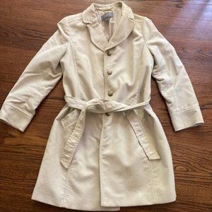 Ann Taylor Cream Color Mid-Length Trenchcoat, Large Petite